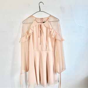 Lulu’s XS Long sleeve blush pink mini dress homecoming semi-formal
